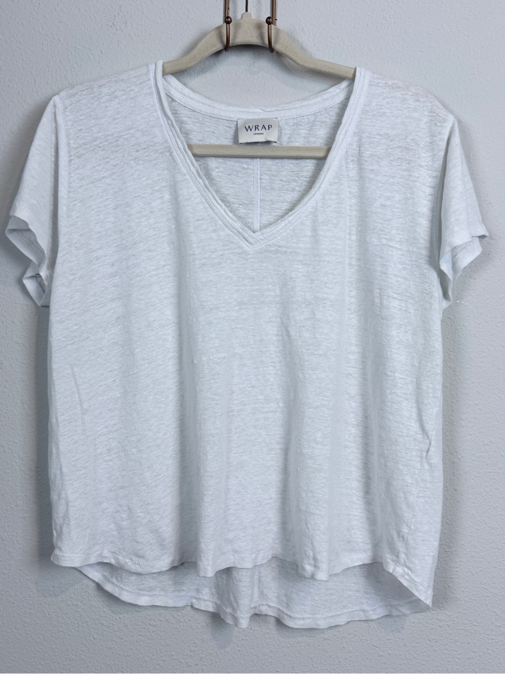 Wrap London White V-Neck Short Sleeve Tee 12